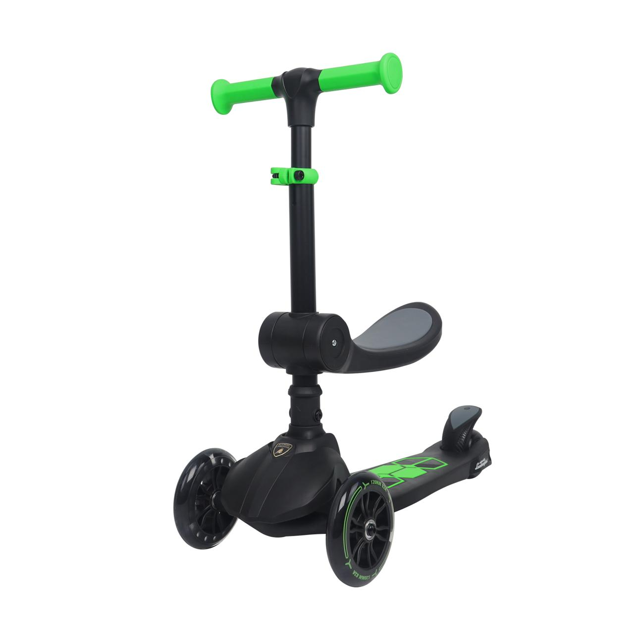L52IN1-BK Lamborghini Lisanslı Katlanır Oturaklı Işıklı Scooter Siyah