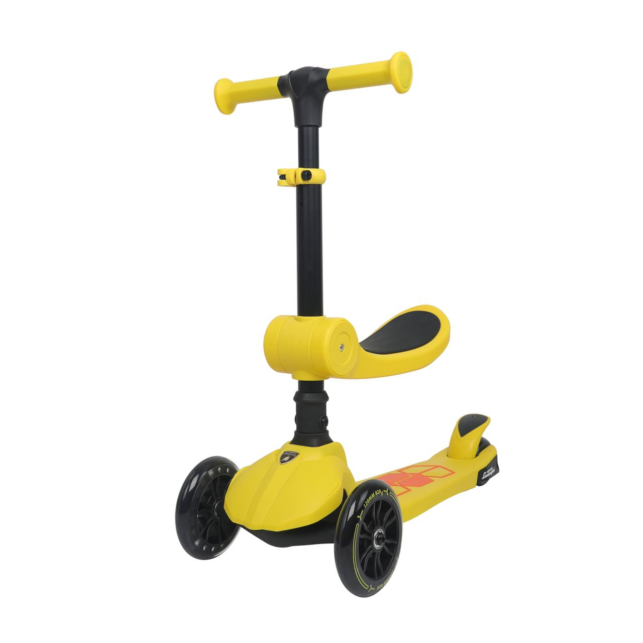 L52IN1-Y Lamborghini Lisanslı Katlanır Oturaklı Işıklı Scooter Sarı