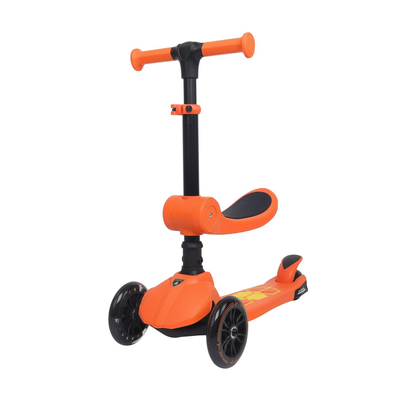 L52IN1-O Lamborghini Lisanslı Katlanır Oturaklı Işıklı Scooter Turuncu
