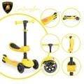 L5-2IN1-Y LAMBORGHINI LİSANSLI KATLANIR OTURAKLI IŞIKLI SCOOTER SARI