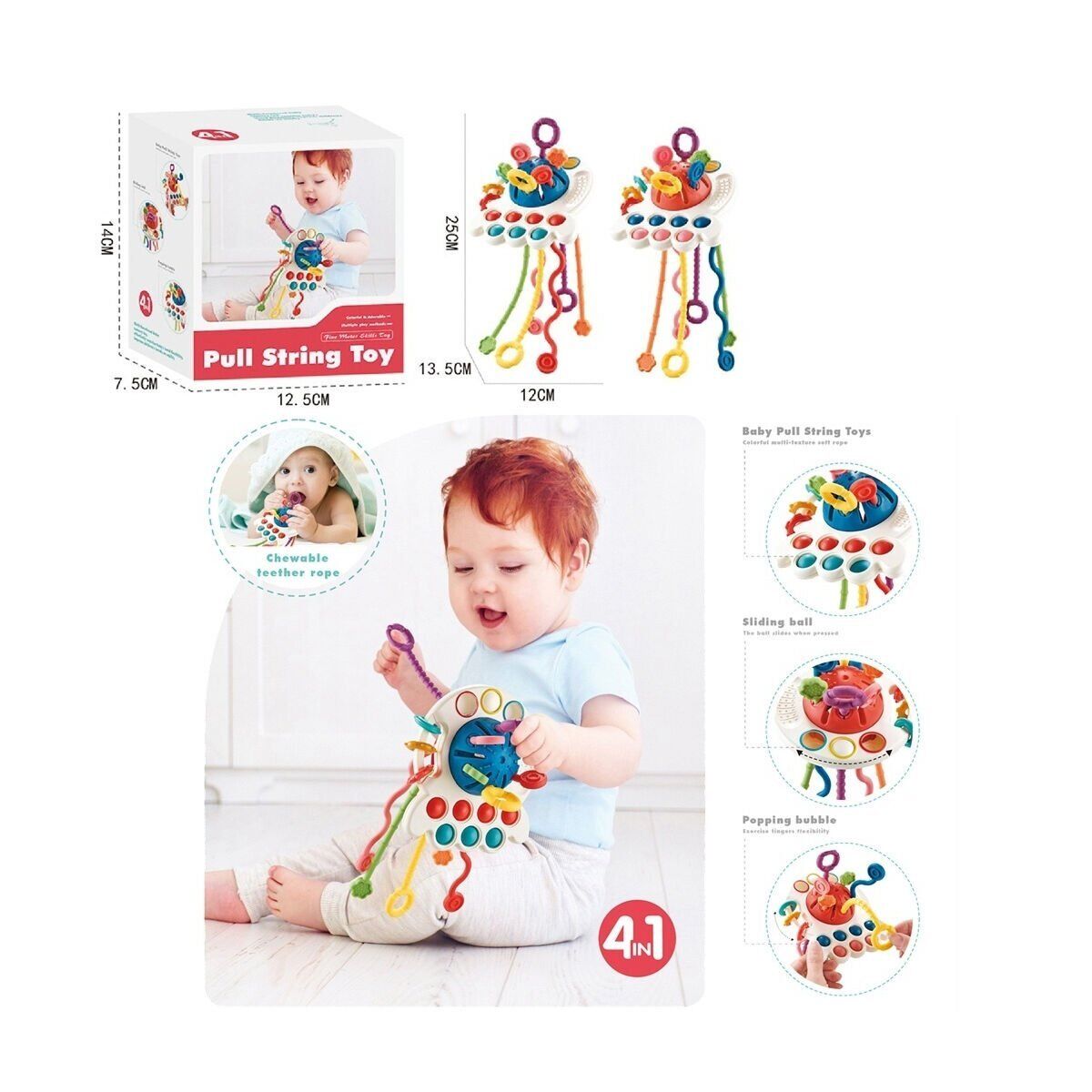 BIB68859-Vardem Duyusal Montessori Oyuncaklar  Toplu-Çekme İpli