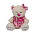 8334 Oturan Çizgili Elbiseli Peluş Ayı 40 cm -Sunman