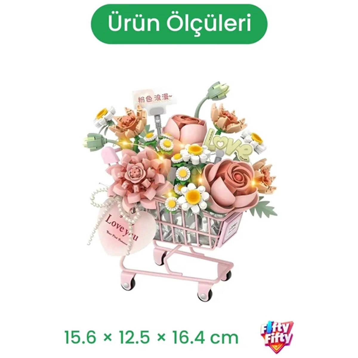 LZ4124 Loz Pembe Arabalı Çiçekler 584 Parça Block