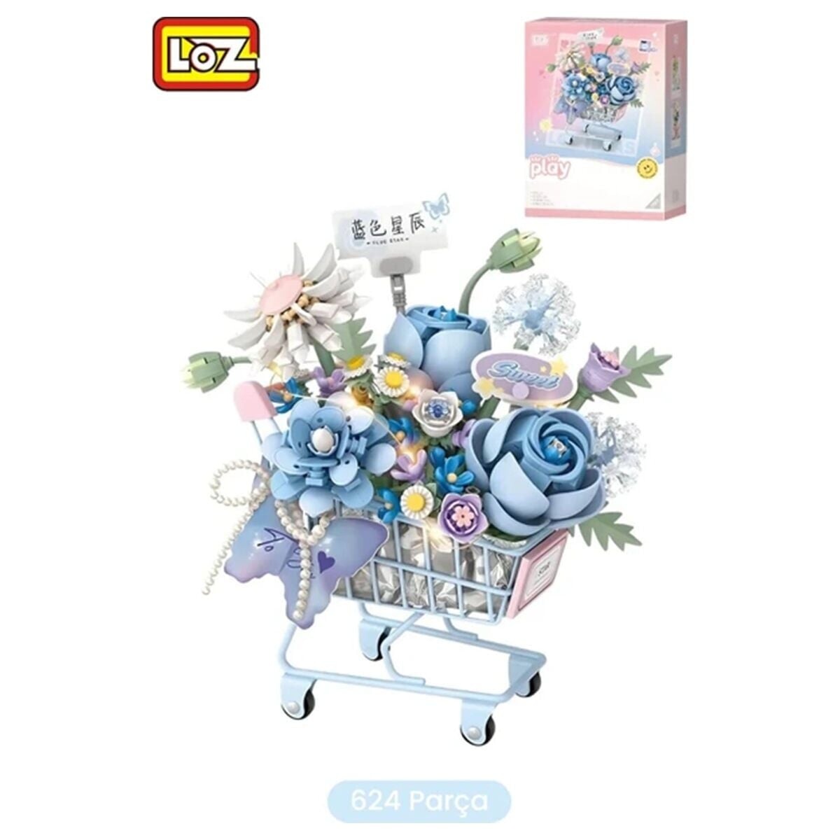 LZ4127 LOZ MAVİ ARABALI ÇİÇEKLER 624 PARÇA BLOCK
