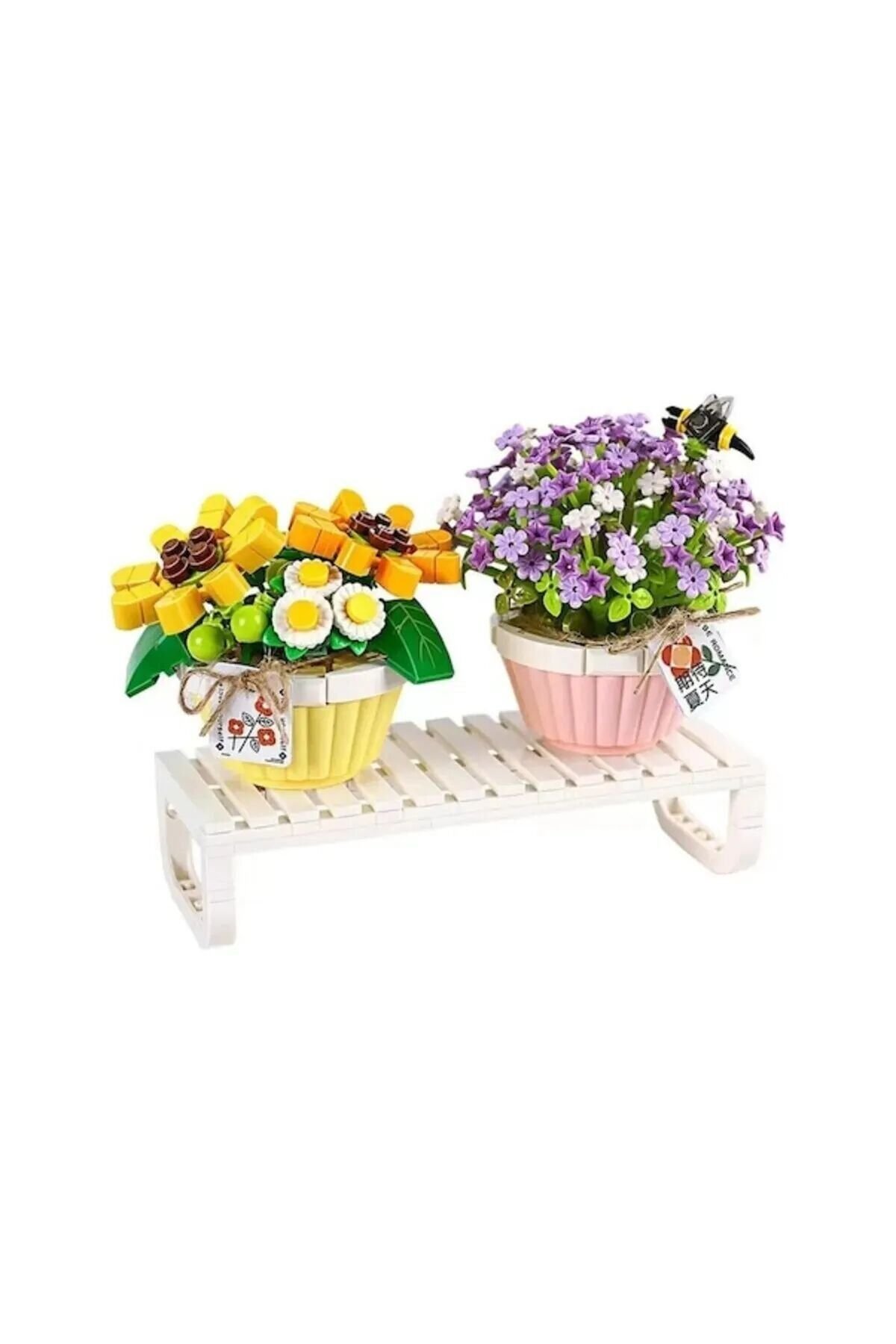 LZ1674 LOZ Eternal Flowers Serisi - Saksıda Çiçekler ''Letters from Spring Baby’s Breath'' ''Daisy With Bee'' 534 Parça Yapım Seti
