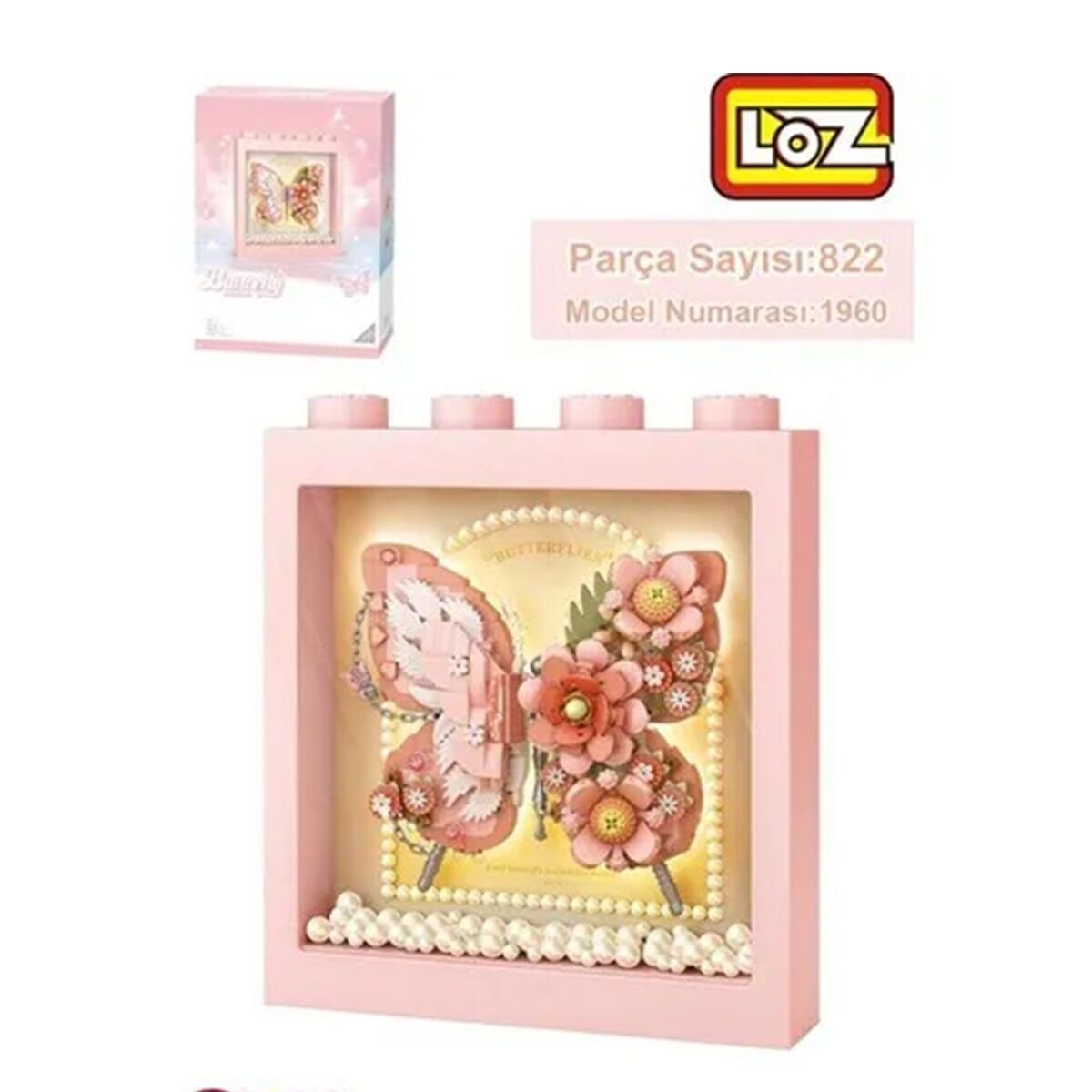 LZ-1960 Loz Pembe Kelebek Çerçeve 822 Parça Block Oyuncak