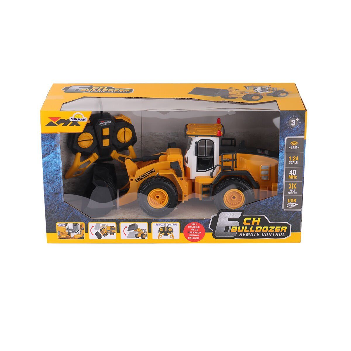 5088 SUN-1:24 IŞIKLI USB ŞARJZLI UZAKTAN KUMANDALI BULDOZER