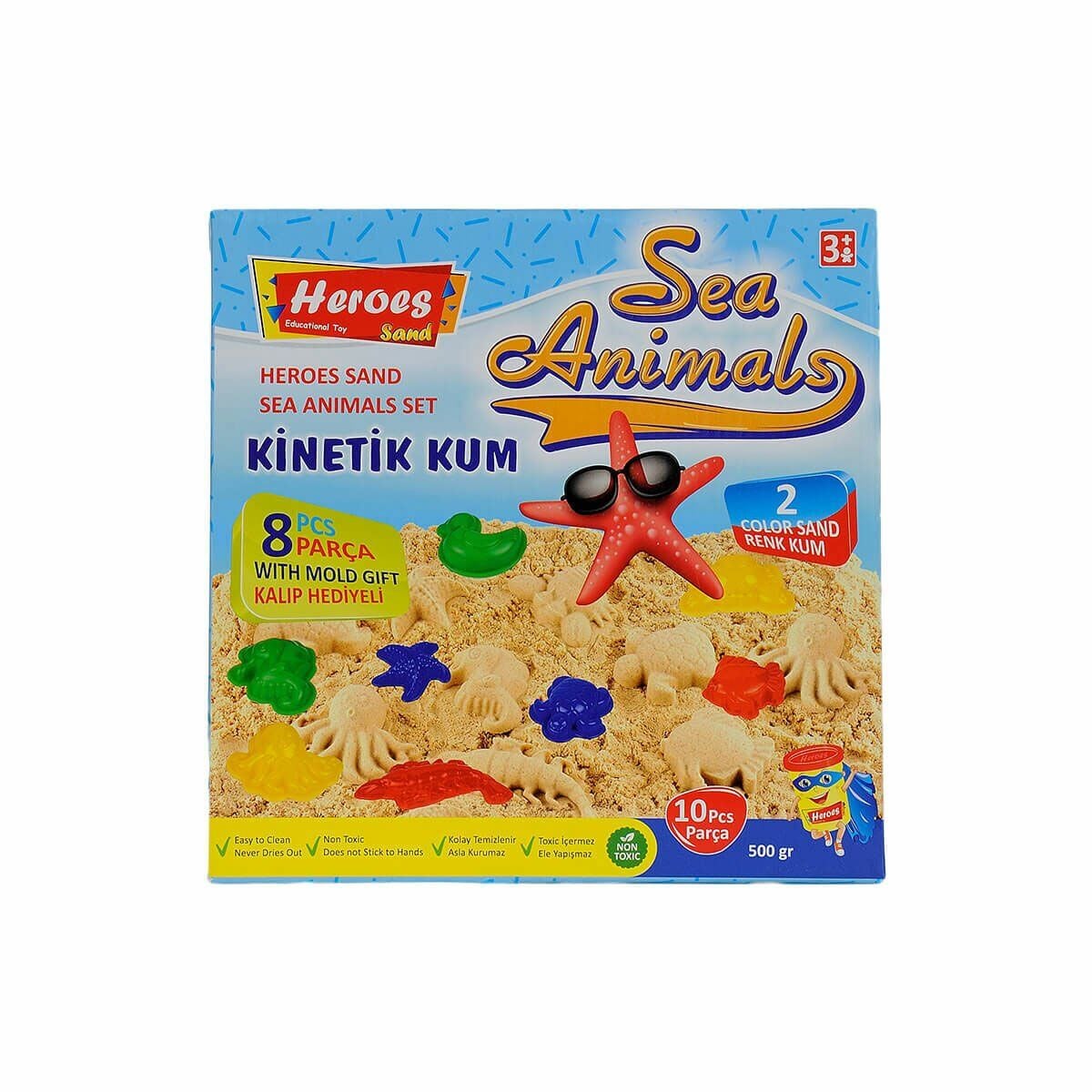 KUM-040 500GR HEROES KİNETİK KUM DENİZ HAYVANLI KALIPLI SET