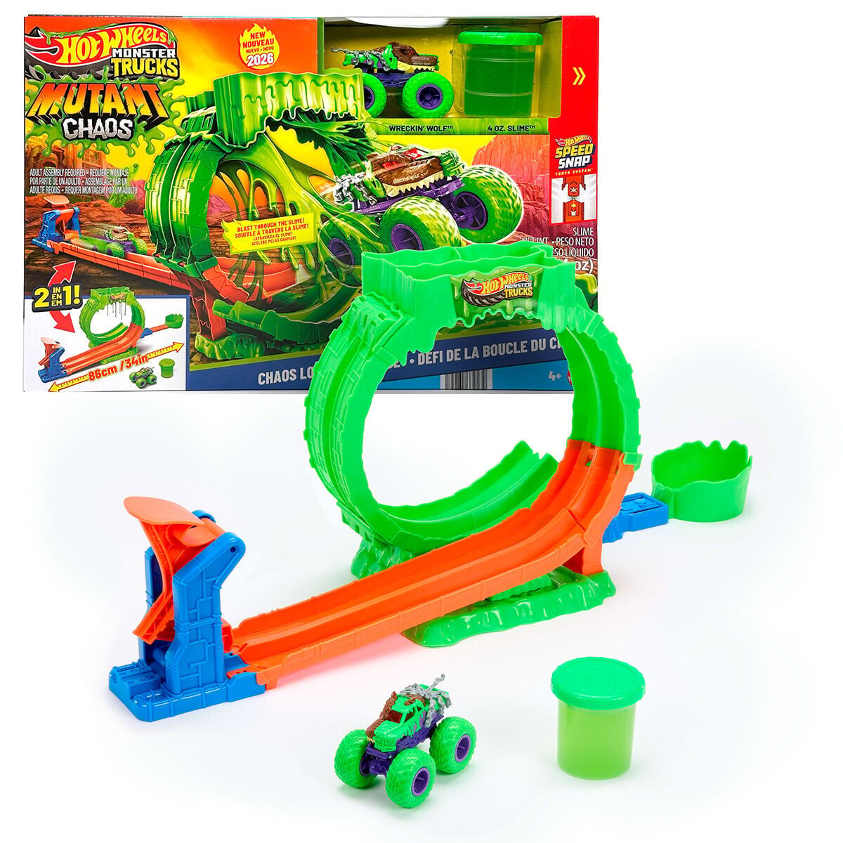 JMK91 Hot Wheels Monster Trucks Mutant Kaosu Çemberde Yarış Oyun Seti