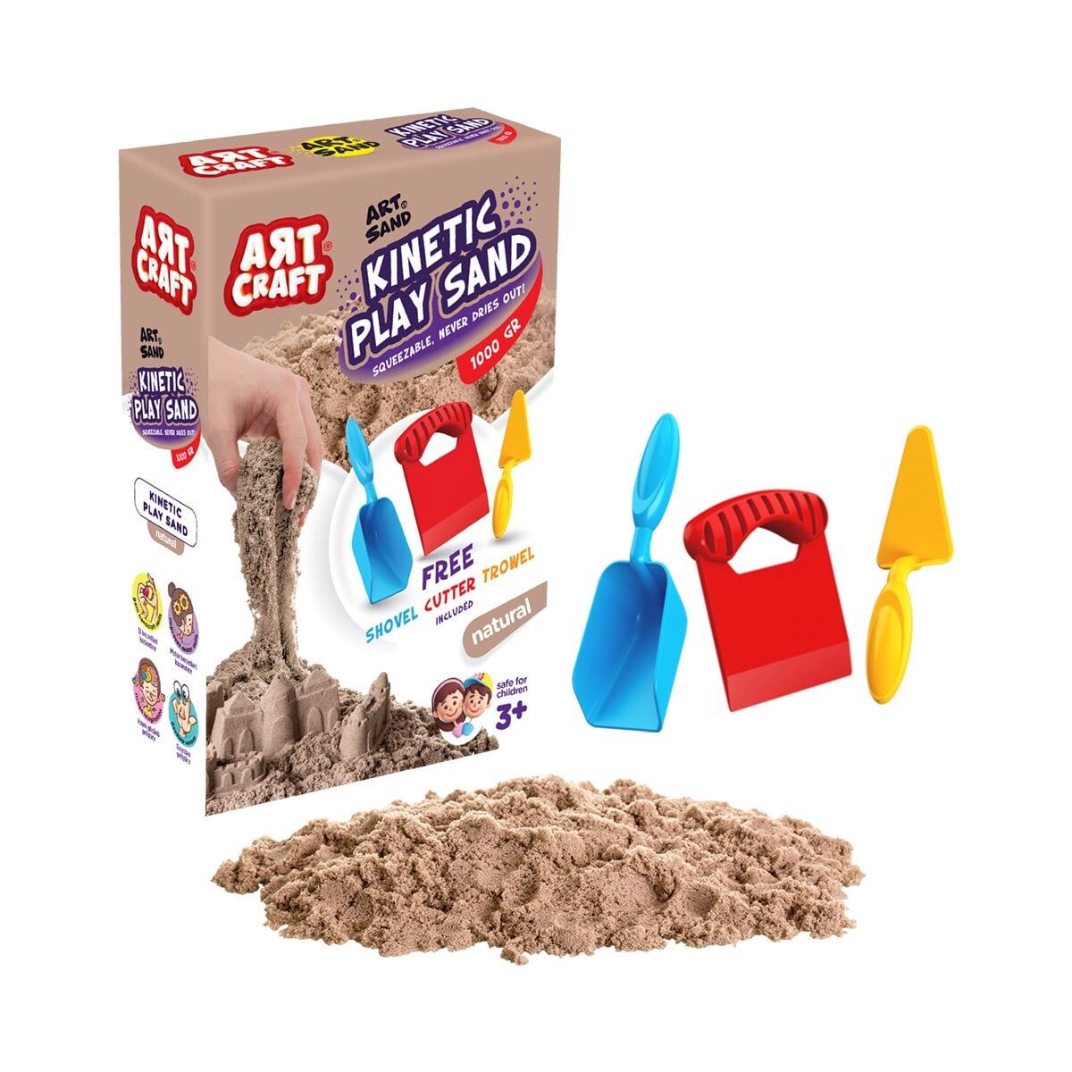 03690 Aksesuarlı Naturel Kinetik Oyun Kumu 1000 gr -Dede