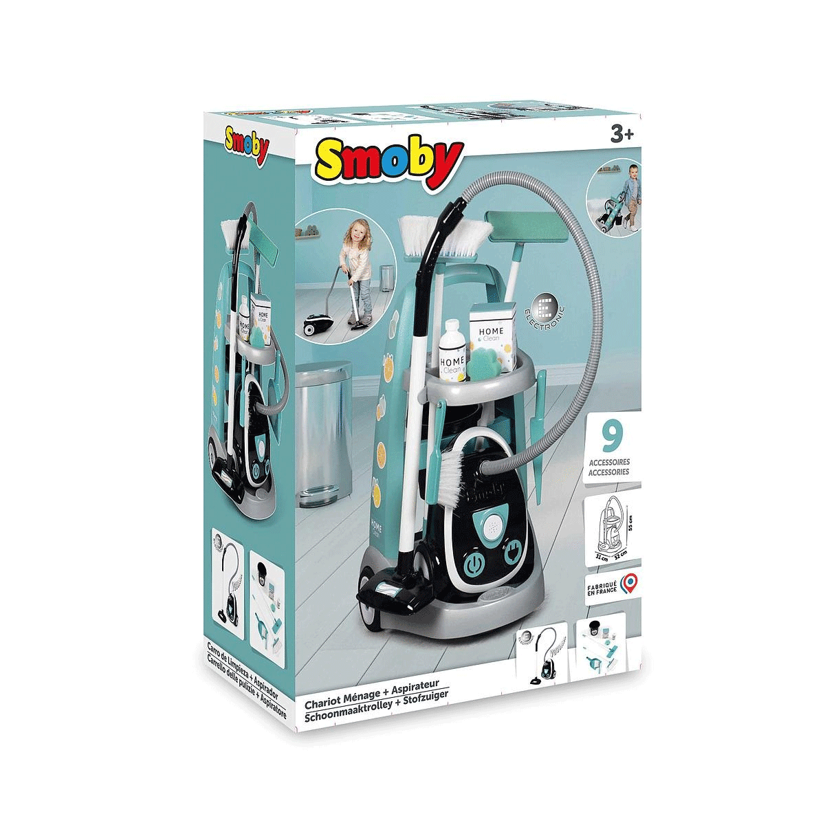 7600330316 Smoby Temizlik Arabası ve Elektrikli Süpürgesi Oyun Seti görsel 4