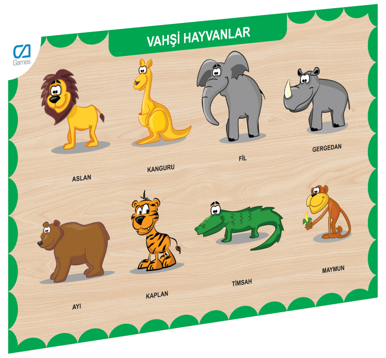 CAAHS-3213 CA GAMES AHŞAP VAHŞİ HAYVANLAR BUL-TAK