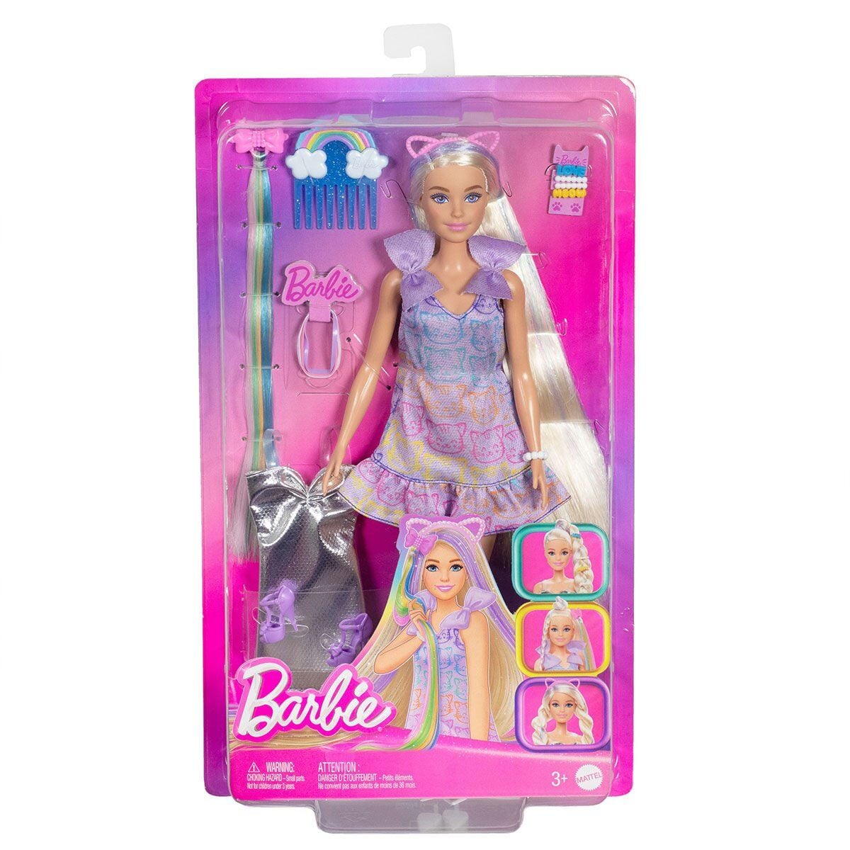 JCT72 Barbie Upuzun Muhteşem Saçlı Bebek - Saç Tasarım Oyun Seti